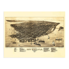 Load image into Gallery viewer, Digitally Restored and Enhanced 1884 Map of Key West Florida - Vintage Key West Poster - Historic Key West Wall Art - Restored Key West Vintage Poster - Bird's Eye View of Key West History Map Print