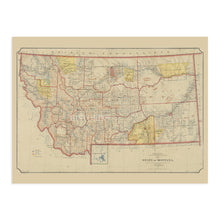 Load image into Gallery viewer, Digitally Restored and Enhanced 1897 Montana Map Poster - Vintage Montana Poster - Old State Map of Montana Wall Art - Billings Montana Map History