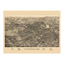 Load image into Gallery viewer, Digitally Restored and Enhanced 1899 Pittsfield Massachusetts Map - Old Map of Pittsfield MA Wall Art - Bird's Eye View Map of Pittsfield City MA Poster