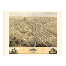 Load image into Gallery viewer, Digitally Restored and Enhanced 1868 Elyria Ohio Map Poster - Vintage Map of Elyria Wall Art - Old Bird's Eye View of Elyria Lorain County Ohio Wall Map