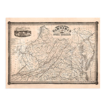 Load image into Gallery viewer, Digitally Restored and Enhanced 1862 Map of Virginia -Vintage Wall Art - Map of State of Virginia During the Civil War - State Map of Virginia - Virginia Wall Map - Virginia Decor
