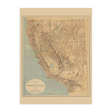 Cargar imagen en el visor de la galería, Digitally Restored and Enhanced 1874 California Nevada Map Poster - Vintage California Map Poster - Old Nevada Wall Art - California Wall Map History
