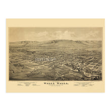 Load image into Gallery viewer, Digitally Restored and Enhanced 1876 Walla Walla Washington Map Poster - Walla Walla Vintage Map of Washington Territory - Old Map of Walla Walla Wall Art