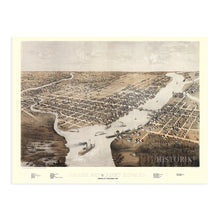 Load image into Gallery viewer, Digitally Restored and Enhanced 1867 Green Bay Wisconsin Map - Vintage Green Bay Poster - Historic Green Bay Wall Art - Bird's Eye View of Green Bay and Fort Howard Wisconsin - Old Green Bay Wall Decor