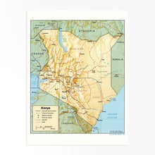 Load image into Gallery viewer, Digitally Restored and Enhanced 1988 Kenya Map Poster - Kenya Wall Map - Map of Kenya Africa