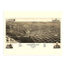 Load image into Gallery viewer, Digitally Restored and Enhanced 1883 Bismarck North Dakota Map - Vintage Bismarck Wall Art - Old Bismarck North Dakota Map - Bird's Eye View of Bismarck ND & County Seat of Burleigh Poster