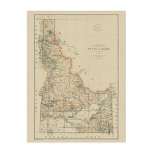 Load image into Gallery viewer, Digitally Restored and Enhanced 1891 Idaho Map Print - Vintage Idaho Wall Art - Old Map of Idaho Poster - State of Idaho History Map from Official Records