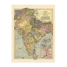 Cargar imagen en el visor de la galería, Digitally Restored and Enhanced 1903 India Map Poster - Vintage Map of India Wall Art - History Map of India Poster - Old Map of the Country of India