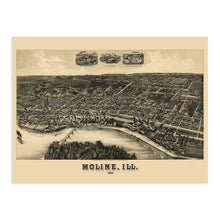 Load image into Gallery viewer, Digitally Restored and Enhanced 1889 Moline Illinois Map Print - Moline Wall Art - History Map of Moline Illinois Poster - Old Moline City Map of Illinois