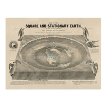 Load image into Gallery viewer, 1893 Flat Earth Map of the World - Old Map of the Square and Stationary Earth - World Map History Wall Art Poster
