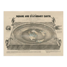 Load image into Gallery viewer, 1893 Flat Earth Map of the World - Old Map of the Square and Stationary Earth - World Map History Wall Art Poster