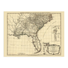 Load image into Gallery viewer, Digitally Restored and Enhanced 1776 Vintage Map of Southern British Colonies in America - Vintage USA Map of South Atlantic showing Carolinas Georgia Florida