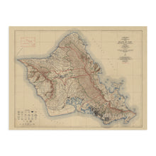 Load image into Gallery viewer, Digitally Restored and Enhanced 1938 Island of Oahu Map - Oahu Hawaii Vintage Map Wall Art - Topographic Map of the Island of Oahu Poster - City and County of Honolulu Hawaii - Oahu Print