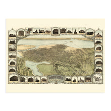 Load image into Gallery viewer, Digitally Restored and Enhanced 1900 Oakland California Map Poster - Vintage Oakland Map Wall Art - Old Oakland Poster - Historic Birds Eye View Map of The City of Oakland CA with Illustrations