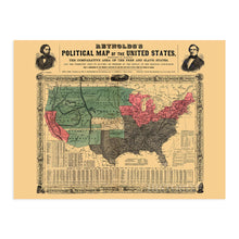 Load image into Gallery viewer, Digitally Restored and Enhanced 1856 United States Political Map - Pre Civil War Map Displaying Free and Slave States and Territory Open to Slavery or Freedom with Statistics - US History Map