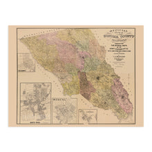 Cargar imagen en el visor de la galería, Digitally Restored and Enhanced 1900 Sonoma Map - Vintage Sonoma County California Map- Old Sonoma County Wall Art - Map of Sonoma County CA with Healdsburg Santa Rosa Petaluma Cloverdale Insets