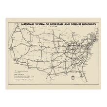 Load image into Gallery viewer, Digitally Restored and Enhanced 1958 Map of the United States National System of Interstate & Defense Highways - Vintage USA Map Poster - Old Map of USA