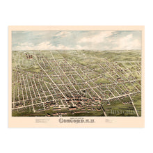 Load image into Gallery viewer, Digitally Restored and Enhanced 1875 Concord New Hampshire Map - Vintage Concord Wall Art Poster - Old Concord New Hampshire Map Print - Bird's Eye View of Concord NH Showing Points of Interest