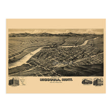 Cargar imagen en el visor de la galería, Digitally Restored and Enhanced 1891 Missoula Montana Map Poster - History Map of Missoula Wall Art - Old Bird's Eye View Map of Missoula City Map
