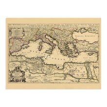 Cargar imagen en el visor de la galería, Digitally Restored and Enhanced 1680 Mediterranean Sea Map Print - Vintage Map of the Mediterranean Wall Art - Historic Mediterranean Poster - Old Mediterranean Map Divided Into Principal Parts or Seas