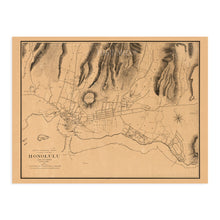 Load image into Gallery viewer, Digitally Restored and Enhanced 1887 Honolulu Hawaii Map Poster - Vintage Map of Honolulu Wall Art - Old Honolulu Map - Historic Honolulu HI and Vicinity Showing Drainage and Public Buildings