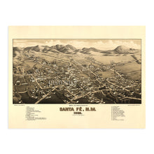 Load image into Gallery viewer, Digitally Restored and Enhanced 1882 Santa Fe New Mexico Map - Map of Santa Fe Wall Art - Santa Fe City New Mexico History Map Poster - Old Map of NM