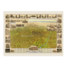 Cargar imagen en el visor de la galería, Digitally Restored and Enhanced 1908 Denver Colorado Map - Vintage Colorado Map - Old Wall Map of Denver Colorado - Bird's Eye View Map of Denver CO