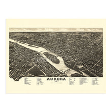 Load image into Gallery viewer, Digitally Restored and Enhanced 1882 Aurora Illinois Map Poster - Vintage Map of Aurora Illinois Wall Art - Chicagoland Map History - Old Bird's Eye View Map of Illinois Chicago Metropolitan Area