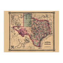 Load image into Gallery viewer, Digitally Restored and Enhanced 1866 Texas Map Poster - Vintage Texas Map - Texas Map Wall Art - Old Texas Map - Historic Texas Map - Vintage Map of Texas - Old Map of Texas
