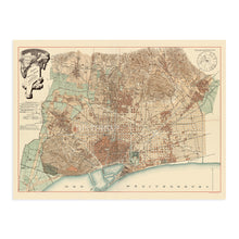 Load image into Gallery viewer, Digitally Restored and Enhanced 1891 Barcelona Spain Map - Vintage Poster de Barcelona Wall Art - History Map of Barcelona Spain - Old Barcelona Poster