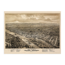 Load image into Gallery viewer, Digitally Restored and Enhanced 1876 Salem Oregon Map Poster - Vintage Map of Salem Oregon Wall Art - Salem Oregon from the West Looking East - Vintage Salem Oregon Map Art - Old Salem Oregon