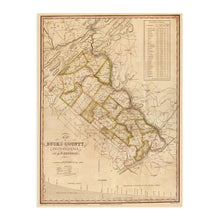 Load image into Gallery viewer, Digitally Restored and Enhanced 1831 Map of Bucks County Pennsylvania - Vintage Map of Bucks County Wall Art - Map of Bucks County PA with Townships and Statistics - Old Bucks County PA Map
