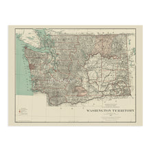 Load image into Gallery viewer, Digitally Restored and Enhanced 1887 Washington Territory Map - Vintage Washington State Map Poster - History Map of Washington Territory Wall Art