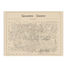 Load image into Gallery viewer, Digitally Restored and Enhanced 1879 Gillespie County Texas Map - Vintage Gillespie Fredericksburg TX Map - History Map of Gillespie County Wall Art