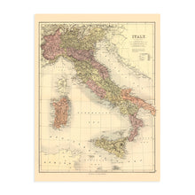 Load image into Gallery viewer, Digitally Restored and Enhanced 1890 Italy Map - Vintage Poster Map of Italy Wall Art - Italy Wall Map History - Old Wall Map of Italy