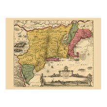 Cargar imagen en el visor de la galería, Digitally Restored and Enhanced 1690 Eastern United States Map Poster - Vintage Wall Map of New England Poster - New Netherland Map History - Old New Amsterdam New York City Map Wall Art