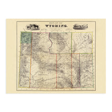 Load image into Gallery viewer, Digitally Restored and Enhanced 1883 Map of Wyoming - Vintage Wyoming Map Poster - Old Wyoming Poster - Historic Wyoming Wall Art - Restored Wyoming State Wall Map Compiled from Official Records