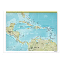Load image into Gallery viewer, Digitally Restored and Enhanced 2021 Central America Map - Central America and Caribbean Map - Wall Map of Central America and the Caribbean Poster Print