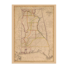 Load image into Gallery viewer, Digitally Restored and Enhanced 1819 Alabama State Map - Vintage Map of Alabama Wall Art - Old Alabama Poster - Historic State of Alabama Map Constructed from Surveys in The General Land Office