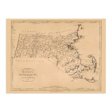 Load image into Gallery viewer, Digitally Restored and Enhanced 1796 Map of Massachusetts - Vintage Map of Massachusetts Wall Art - Massachusetts Wall Map - Mass State Map - Map of Massachusetts Poster - Massachusetts Print