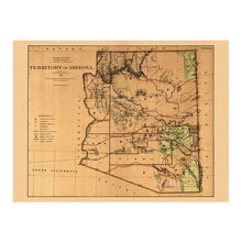 Load image into Gallery viewer, Digitally Restored and Enhanced 1876 Arizona Territory Map - Vintage Arizona Map - Old Arizona Territory Map - Historic Map of Arizona Wall Art from The Official Records of General Land Office