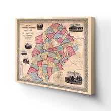 Load image into Gallery viewer, Digitally Restored and Enhanced 1856 Chester County Map Canvas - Canvas Wrap Vintage Pennsylvania Map Poster - Old Chester County PA Map - Restored Map of Pennsylvania Poster - Chester County Wall Art