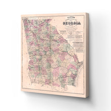 Load image into Gallery viewer, Digitally Restored and Enhanced - 1864 Georgia Map Canvas Art - Canvas Wrap Vintage Map of Georgia Poster - Restored Georgia State Wall Map - Old Topographical Map of Georgia Wall Art From State Surveys