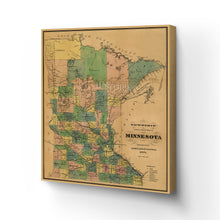 Load image into Gallery viewer, Digitally Restored and Enhanced 1874 Minnesota Map Canvas Art - Canvas Wrap Vintage Wall Map of Minnesota Poster - Historic Township & Railroad Map of Minnesota Map Wall Art Poster