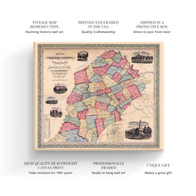 Load image into Gallery viewer, Digitally Restored and Enhanced 1856 Chester County Map Canvas - Canvas Wrap Vintage Pennsylvania Map Poster - Old Chester County PA Map - Restored Map of Pennsylvania Poster - Chester County Wall Art