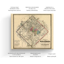 Cargar imagen en el visor de la galería, Digitally Restored and Enhanced 1862 Washington DC Map - Canvas Wrap Vintage Washington DC Map - District of Columbia & Environs Map Showing Fortifications Wall Art Poster