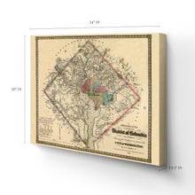 Cargar imagen en el visor de la galería, Digitally Restored and Enhanced 1862 Washington DC Map - Canvas Wrap Vintage Washington DC Map - District of Columbia & Environs Map Showing Fortifications Wall Art Poster