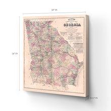 Load image into Gallery viewer, Digitally Restored and Enhanced - 1864 Georgia Map Canvas Art - Canvas Wrap Vintage Map of Georgia Poster - Restored Georgia State Wall Map - Old Topographical Map of Georgia Wall Art From State Surveys