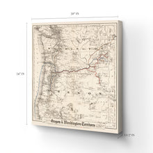 Load image into Gallery viewer, Digitally Restored and Enhanced 1880 Oregon and Washington Map Canvas - Canvas Wrap Vintage Oregon Map - Historic Oregon Wall Art - Old Map of Oregon State - Oregon & Washington State Map Territory
