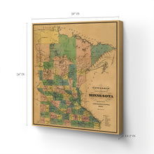 Load image into Gallery viewer, Digitally Restored and Enhanced 1874 Minnesota Map Canvas Art - Canvas Wrap Vintage Wall Map of Minnesota Poster - Historic Township & Railroad Map of Minnesota Map Wall Art Poster
